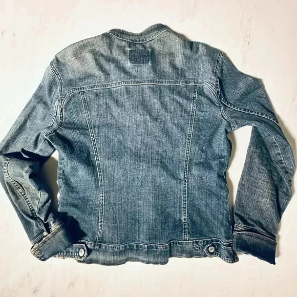 Vintage Women's Levi’s Collarless Jean Jacket - Snap Buttons - Denim Large L - Picture 12 of 13